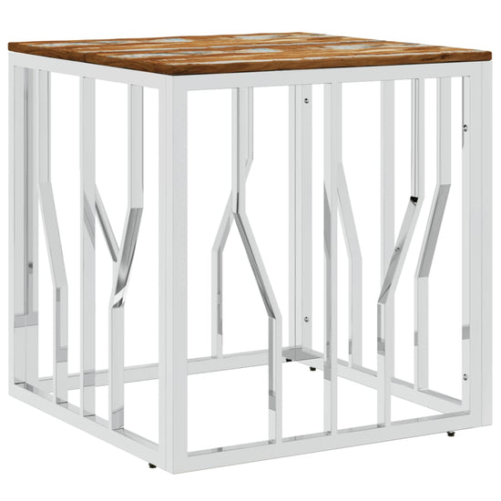 Salontafel roestvrij staal en massief gerecycled hout zilver MeubelReus