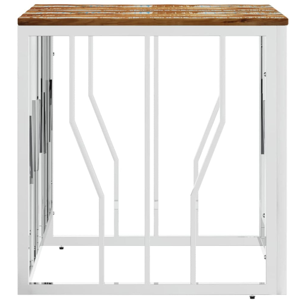 Salontafel roestvrij staal en massief gerecycled hout zilver MeubelReus