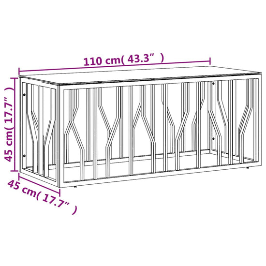 Salontafel 110x45x45 cm roestvrij staal en glas MeubelReus