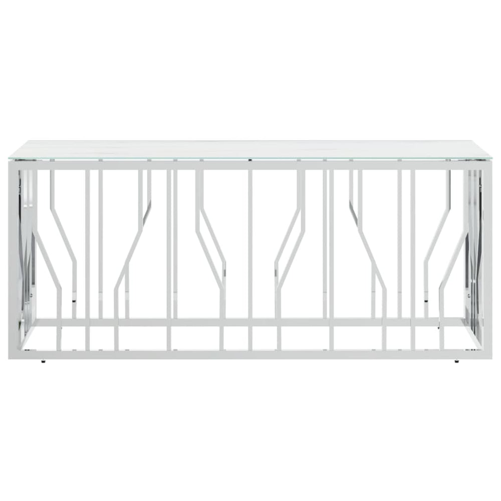Salontafel 110x45x45 cm roestvrij staal en glas zilverkleurig MeubelReus
