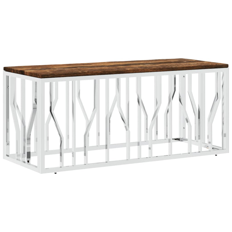 Salontafel roestvrij staal en massief hergebruikt hout MeubelReus