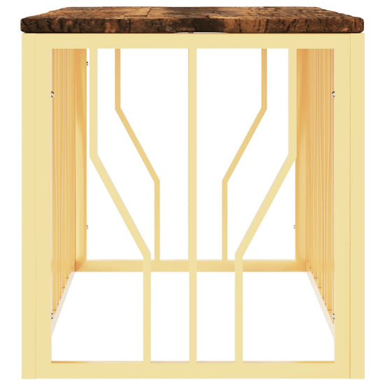 Salontafel roestvrij staal en massief gerecycled hout goudkleur MeubelReus