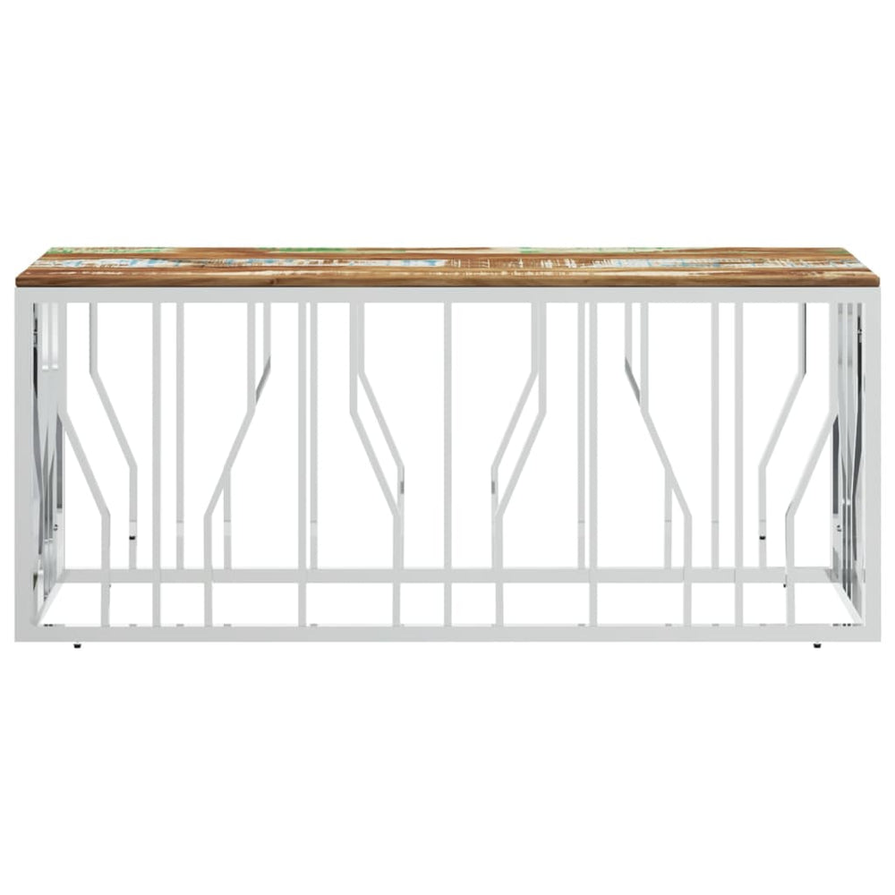 Salontafel roestvrij staal en massief gerecycled hout zilver MeubelReus