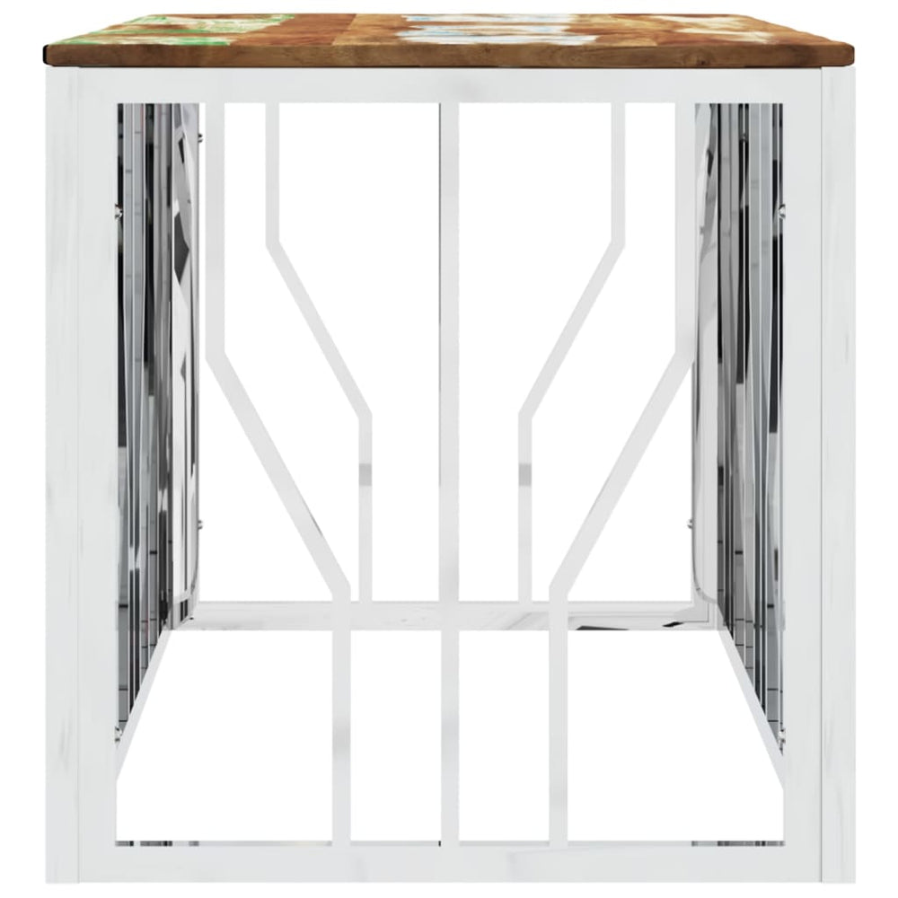 Salontafel roestvrij staal en massief gerecycled hout zilver MeubelReus