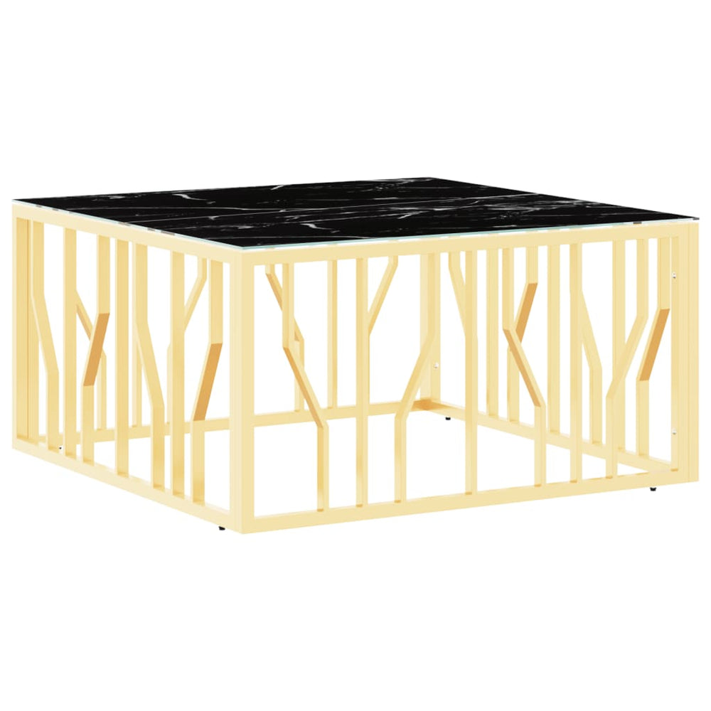 Salontafel 80x80x40 cm roestvrij staal en glas goudkleurig MeubelReus