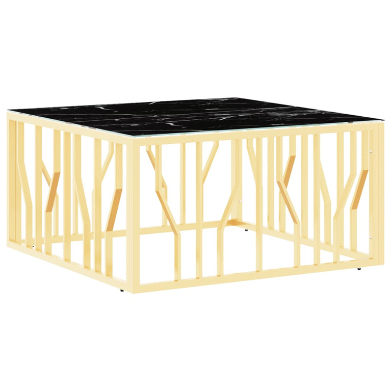Salontafel 80x80x40 cm roestvrij staal en glas goudkleurig MeubelReus