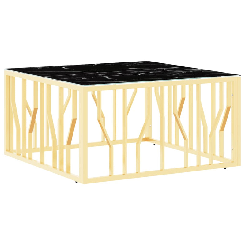 Salontafel 80x80x40 cm roestvrij staal en glas goudkleurig MeubelReus