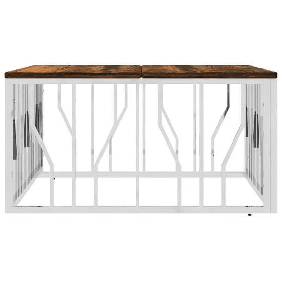 Salontafel roestvrij staal en massief gerecycled hout zilver MeubelReus
