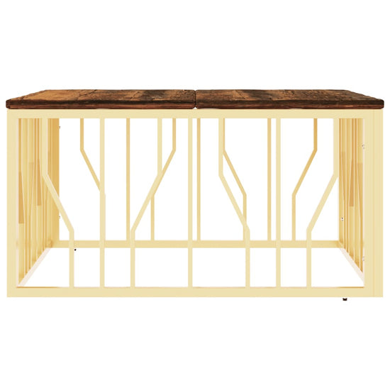 Salontafel roestvrij staal en massief gerecycled hout goudkleur MeubelReus