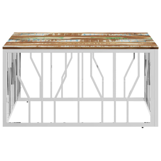 Salontafel roestvrij staal en massief gerecycled hout zilver MeubelReus