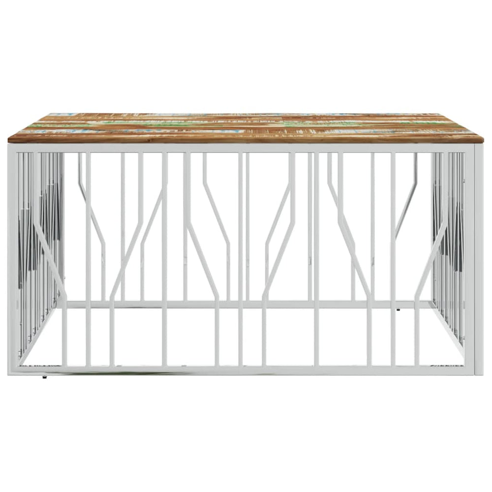 Salontafel roestvrij staal en massief gerecycled hout zilver MeubelReus