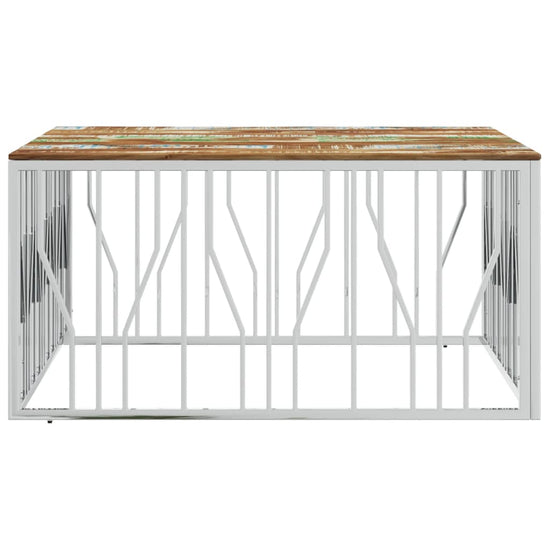 Salontafel roestvrij staal en massief gerecycled hout zilver MeubelReus