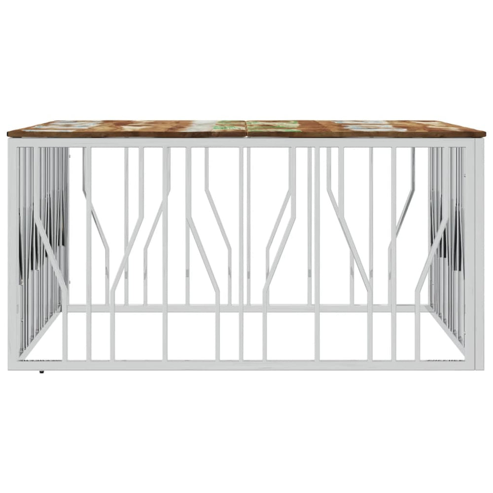 Salontafel roestvrij staal en massief gerecycled hout zilver MeubelReus