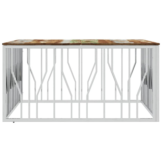 Salontafel roestvrij staal en massief gerecycled hout zilver MeubelReus