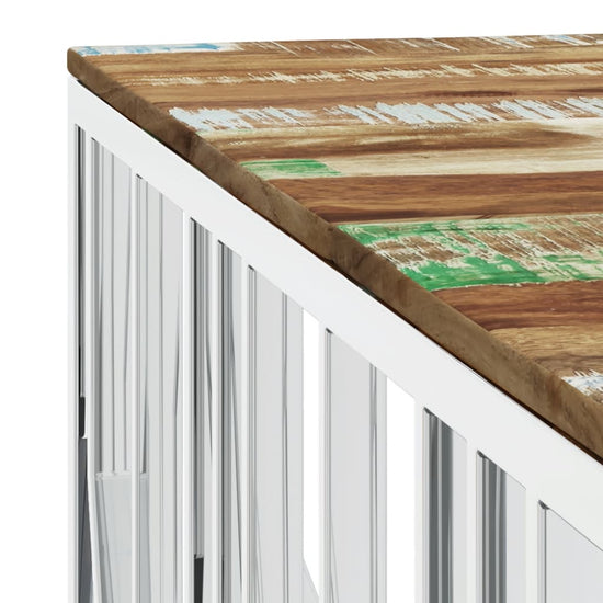 Salontafel roestvrij staal en massief gerecycled hout zilver MeubelReus