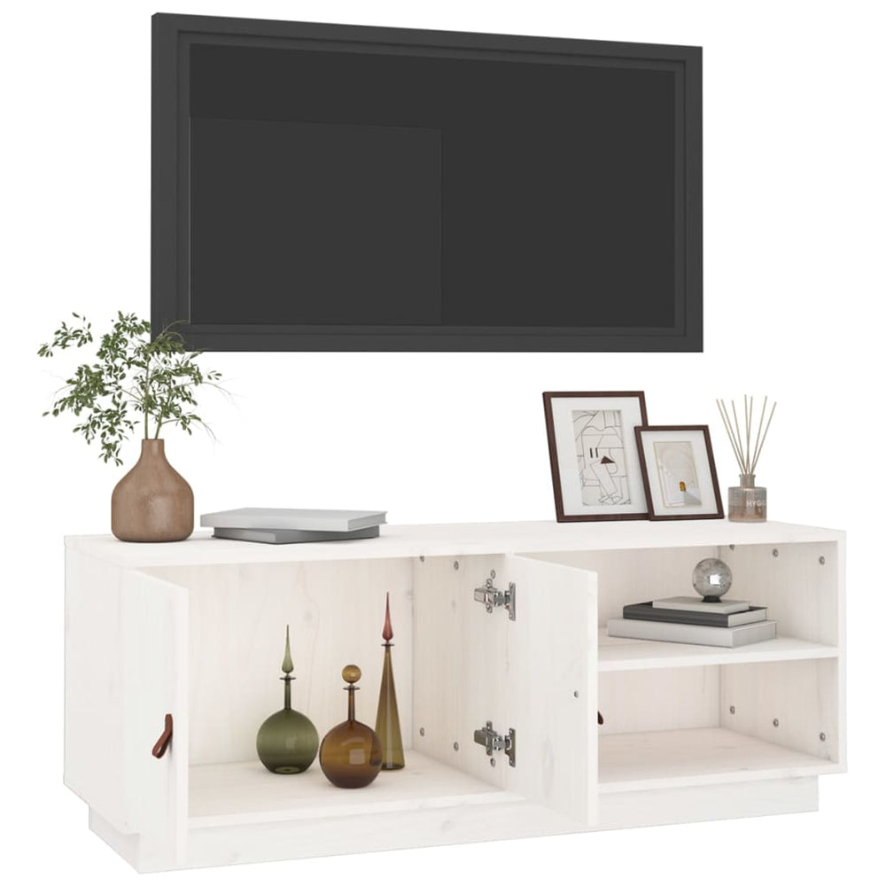 Tv-meubel 105x34x40 cm massief grenenhout wit MeubelReus