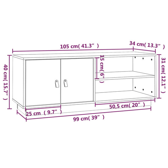 Tv-meubel 105x34x40 cm massief grenenhout grijs MeubelReus