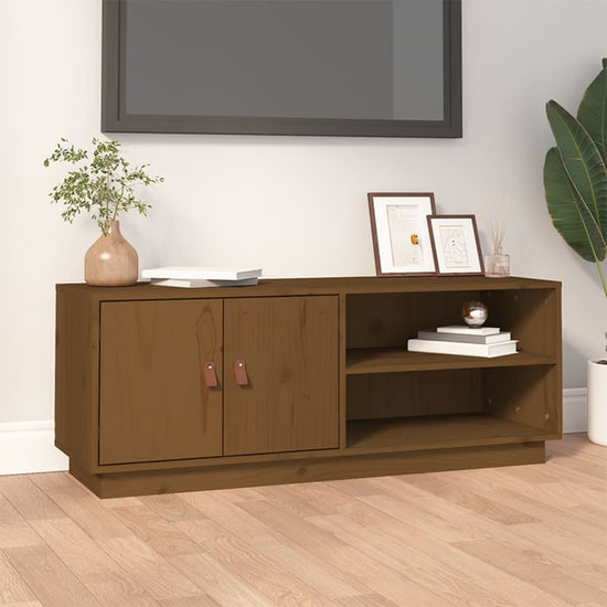 Tv-meubel 105x34x40 cm massief grenenhout honingbruin MeubelReus