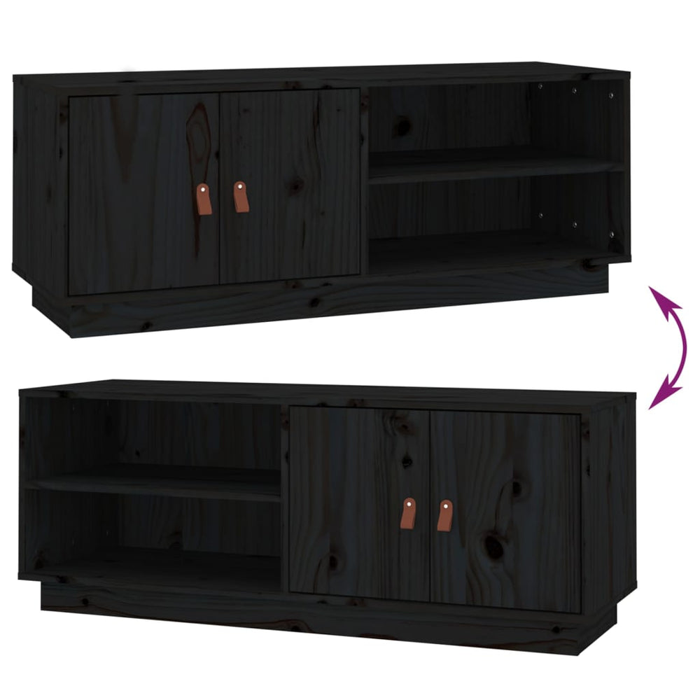 Tv-meubel 105x34x40 cm massief grenenhout zwart MeubelReus