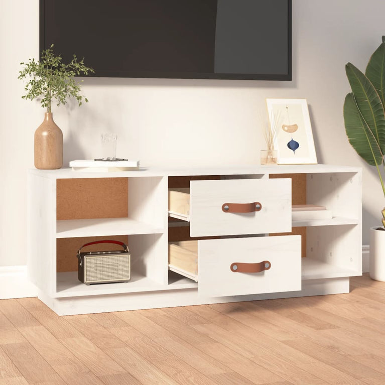 Tv-meubel 100x34x40 cm massief grenenhout wit MeubelReus