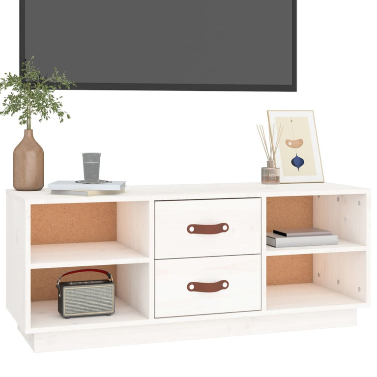 Tv-meubel 100x34x40 cm massief grenenhout wit MeubelReus
