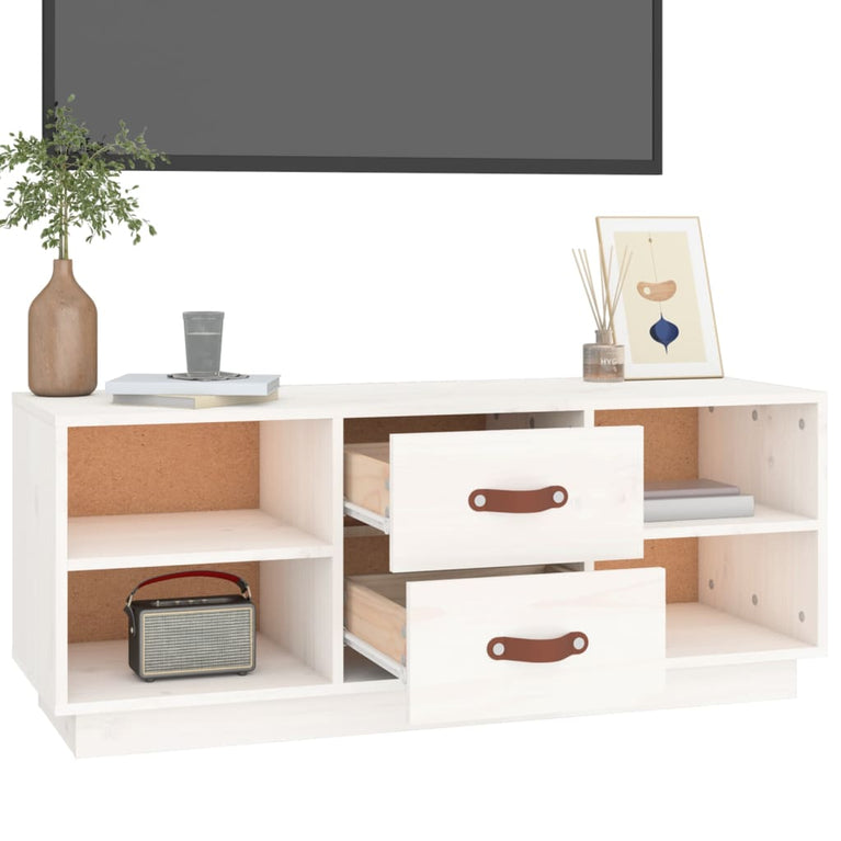 Tv-meubel 100x34x40 cm massief grenenhout wit MeubelReus