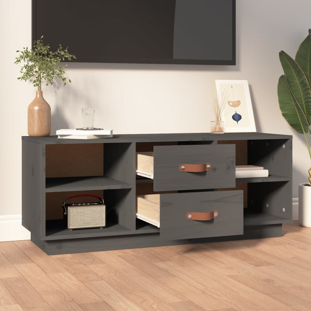 Tv-meubel 100x34x40 cm massief grenenhout grijs MeubelReus