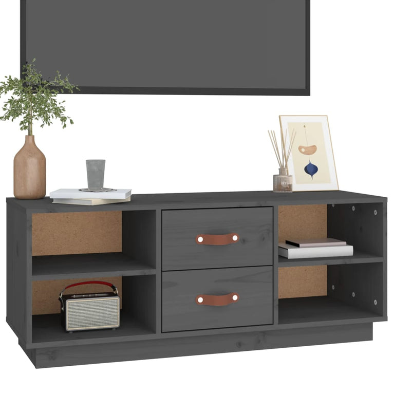 Tv-meubel 100x34x40 cm massief grenenhout grijs MeubelReus