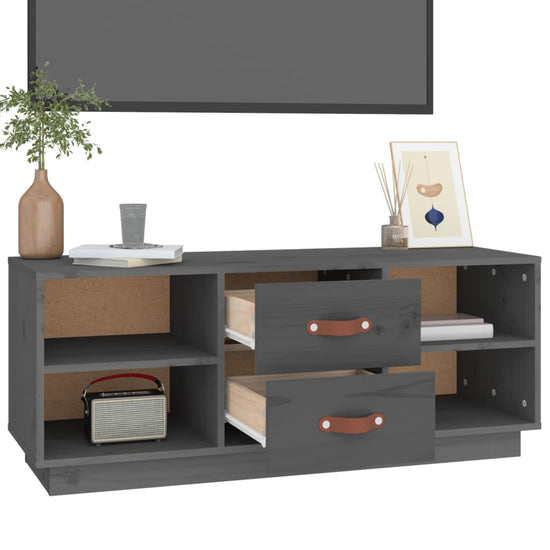 Tv-meubel 100x34x40 cm massief grenenhout grijs MeubelReus
