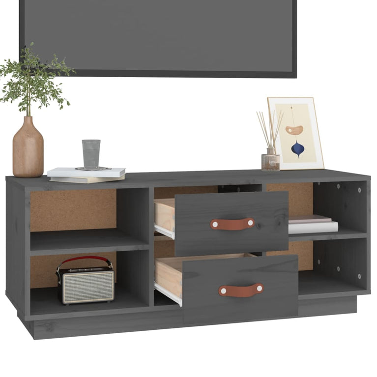 Tv-meubel 100x34x40 cm massief grenenhout grijs MeubelReus