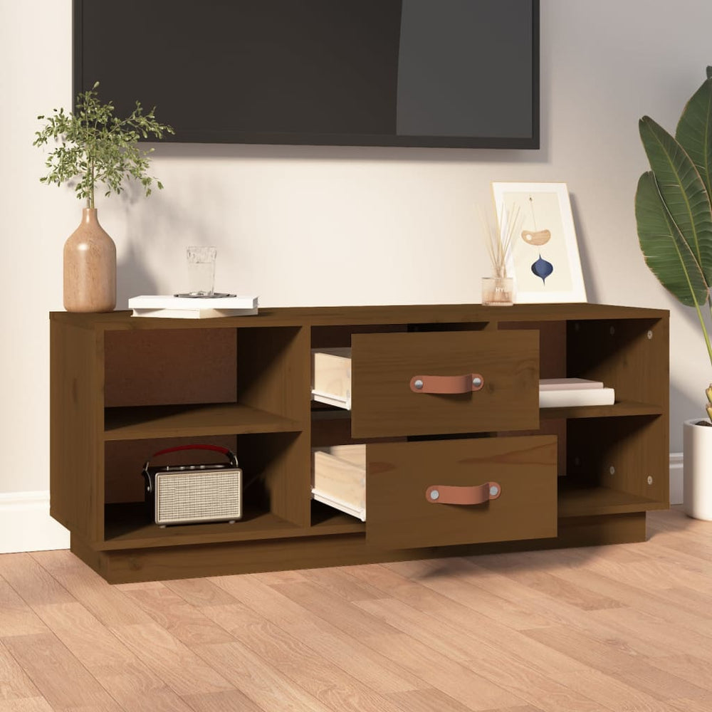 Tv-meubel 100x34x40 cm massief grenenhout honingbruin MeubelReus