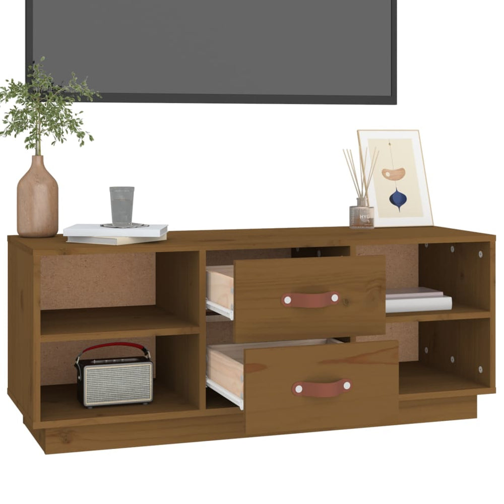 Tv-meubel 100x34x40 cm massief grenenhout honingbruin MeubelReus