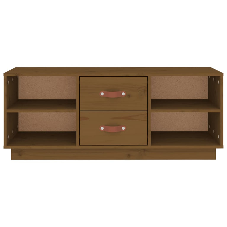 Tv-meubel 100x34x40 cm massief grenenhout honingbruin MeubelReus