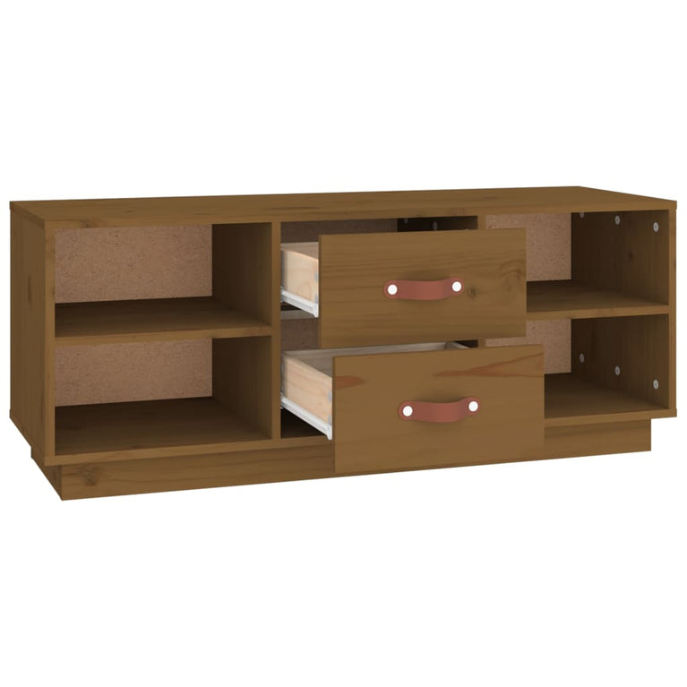 Tv-meubel 100x34x40 cm massief grenenhout honingbruin MeubelReus