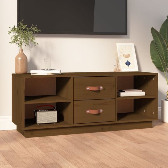 Tv-meubel 100x34x40 cm massief grenenhout honingbruin MeubelReus