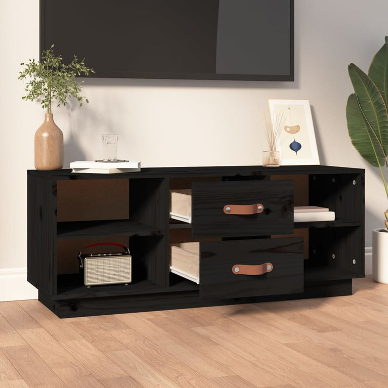 Tv-meubel 100x34x40 cm massief grenenhout zwart MeubelReus