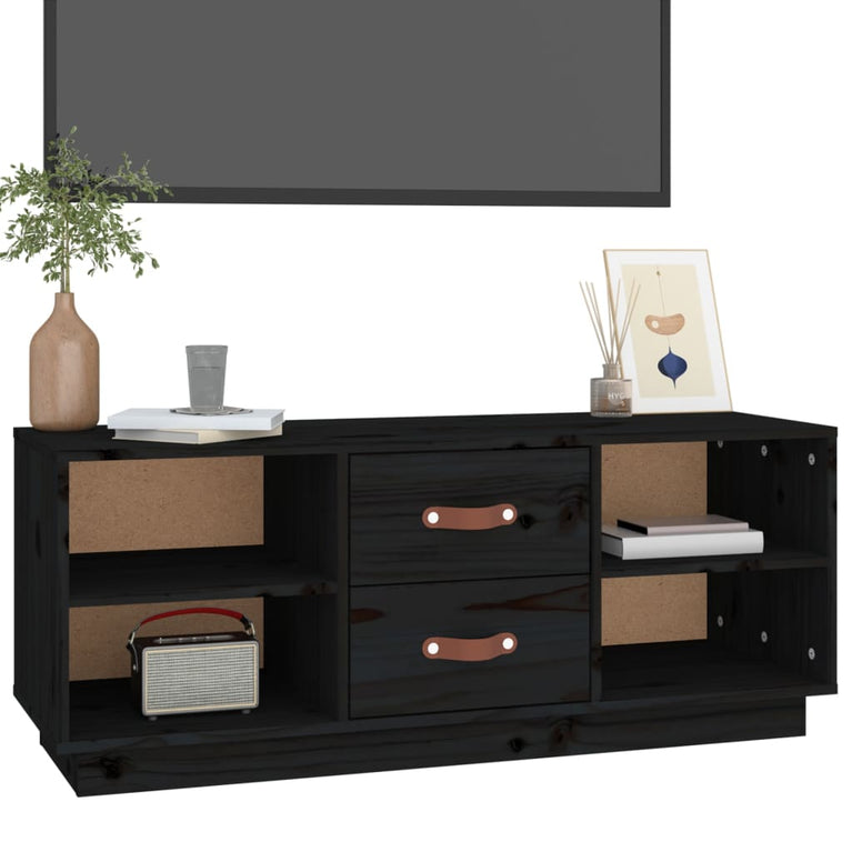 Tv-meubel 100x34x40 cm massief grenenhout zwart MeubelReus