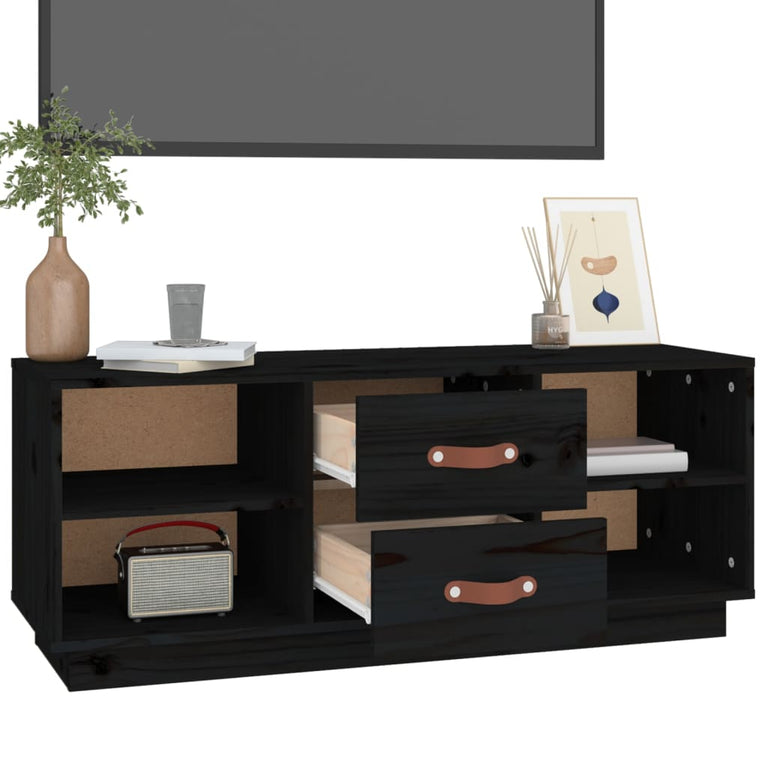 Tv-meubel 100x34x40 cm massief grenenhout zwart MeubelReus