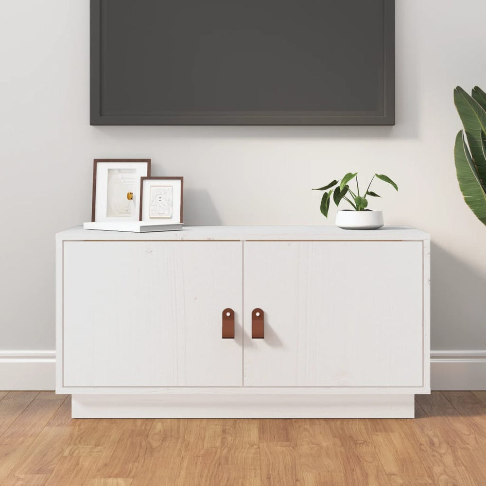 Tv-meubel 80x34x40 cm massief grenenhout wit MeubelReus
