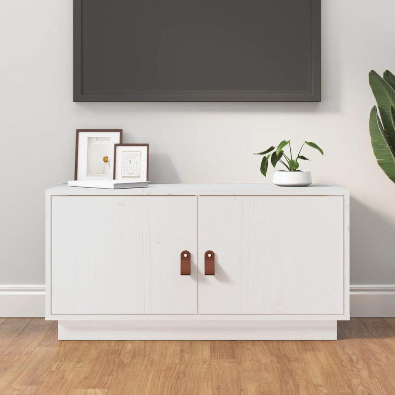 Tv-meubel 80x34x40 cm massief grenenhout wit MeubelReus