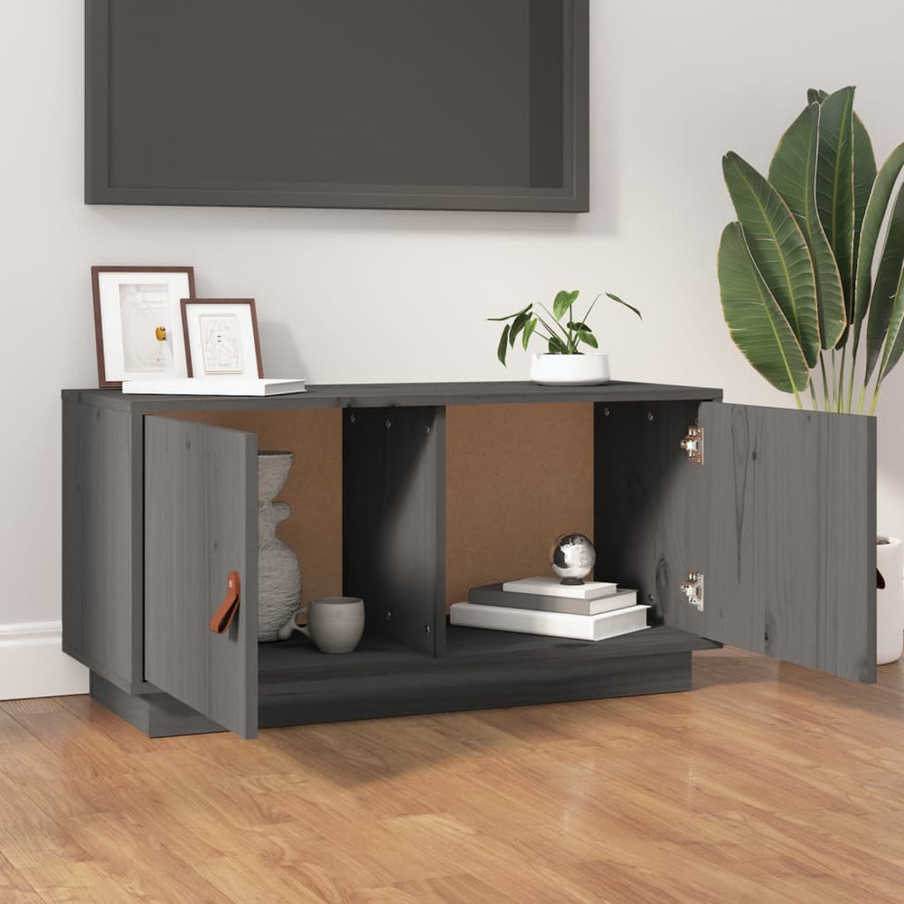 Tv-meubel 80x34x40 cm massief grenenhout grijs MeubelReus