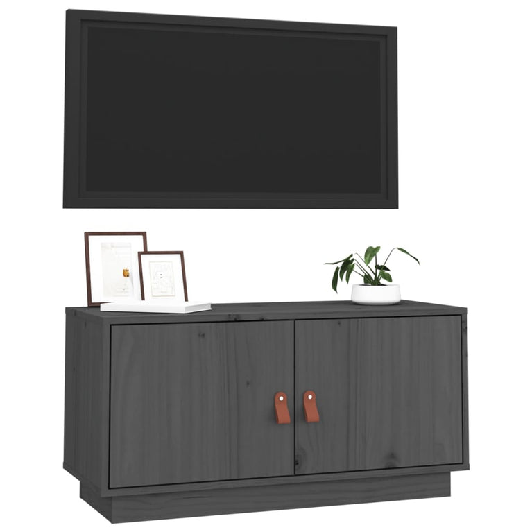 Tv-meubel 80x34x40 cm massief grenenhout grijs MeubelReus