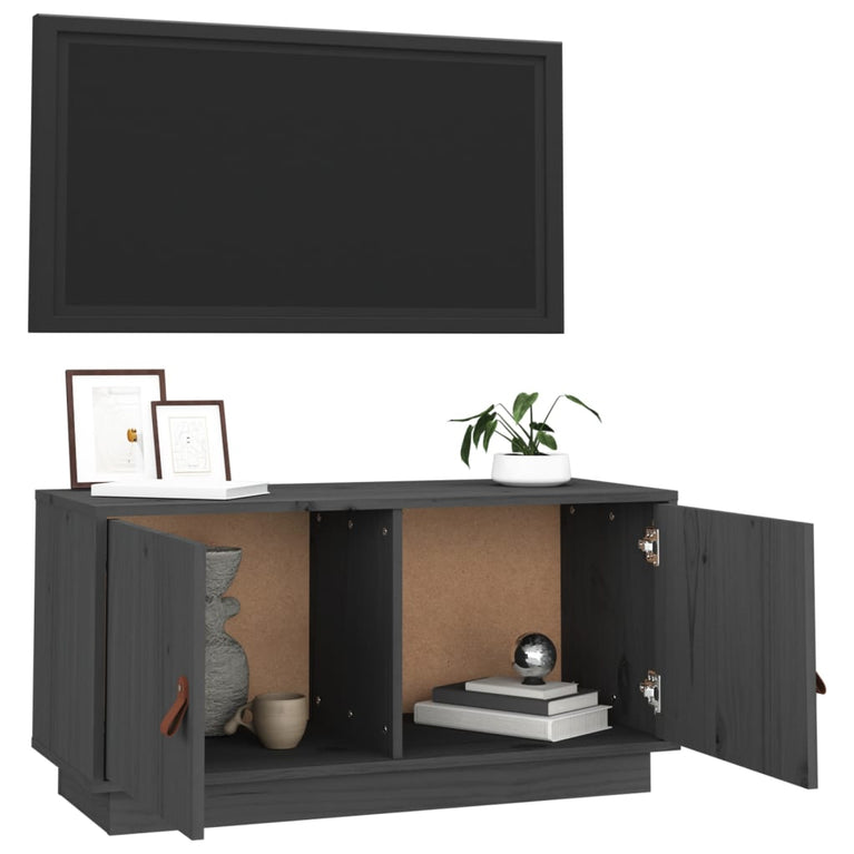 Tv-meubel 80x34x40 cm massief grenenhout grijs MeubelReus