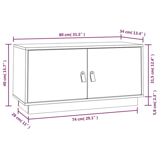 Tv-meubel 80x34x40 cm massief grenenhout grijs MeubelReus