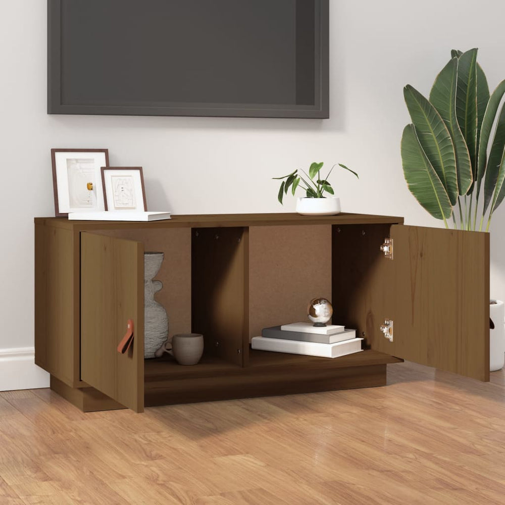 Tv-meubel 80x34x40 cm massief grenenhout honingbruin MeubelReus