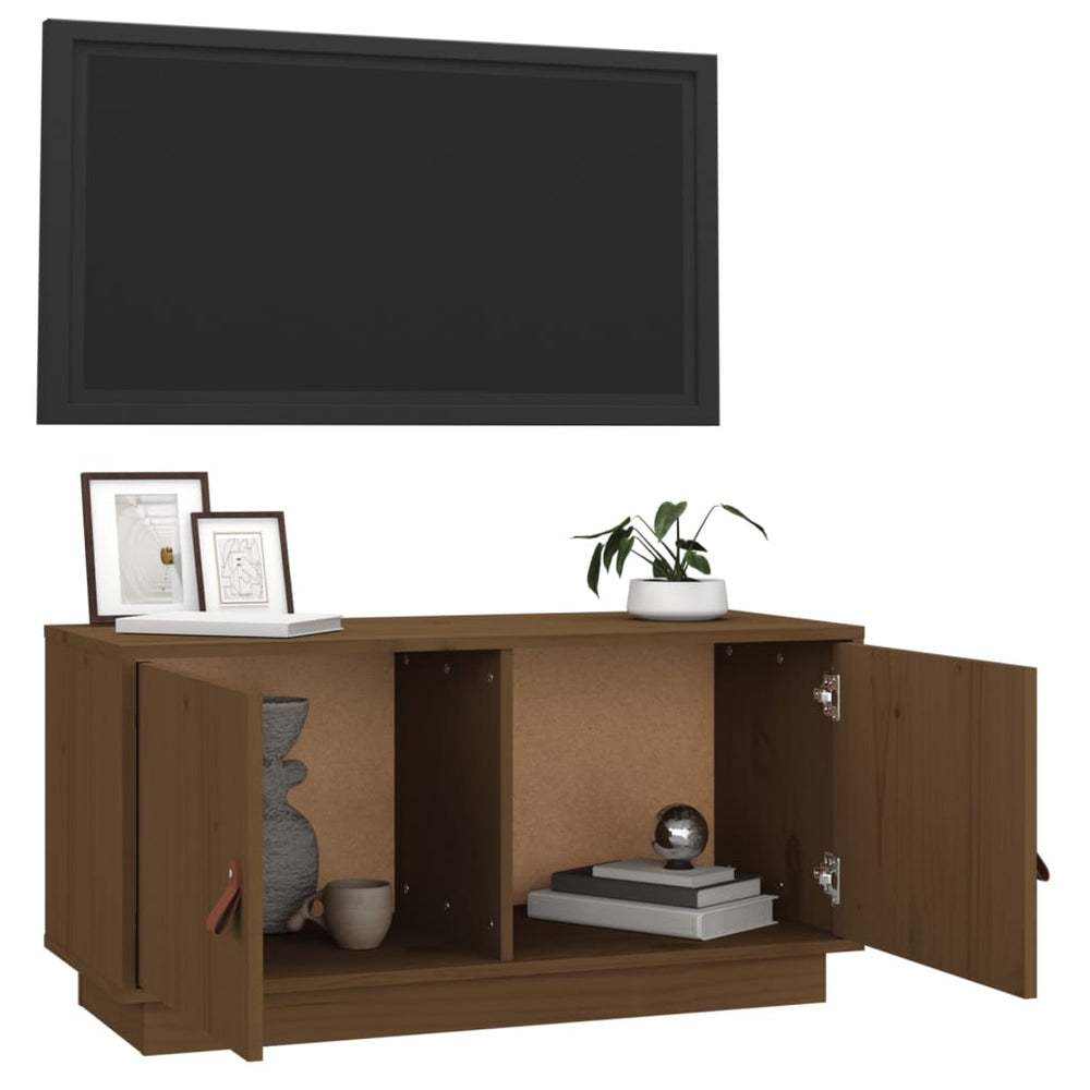 Tv-meubel 80x34x40 cm massief grenenhout honingbruin MeubelReus
