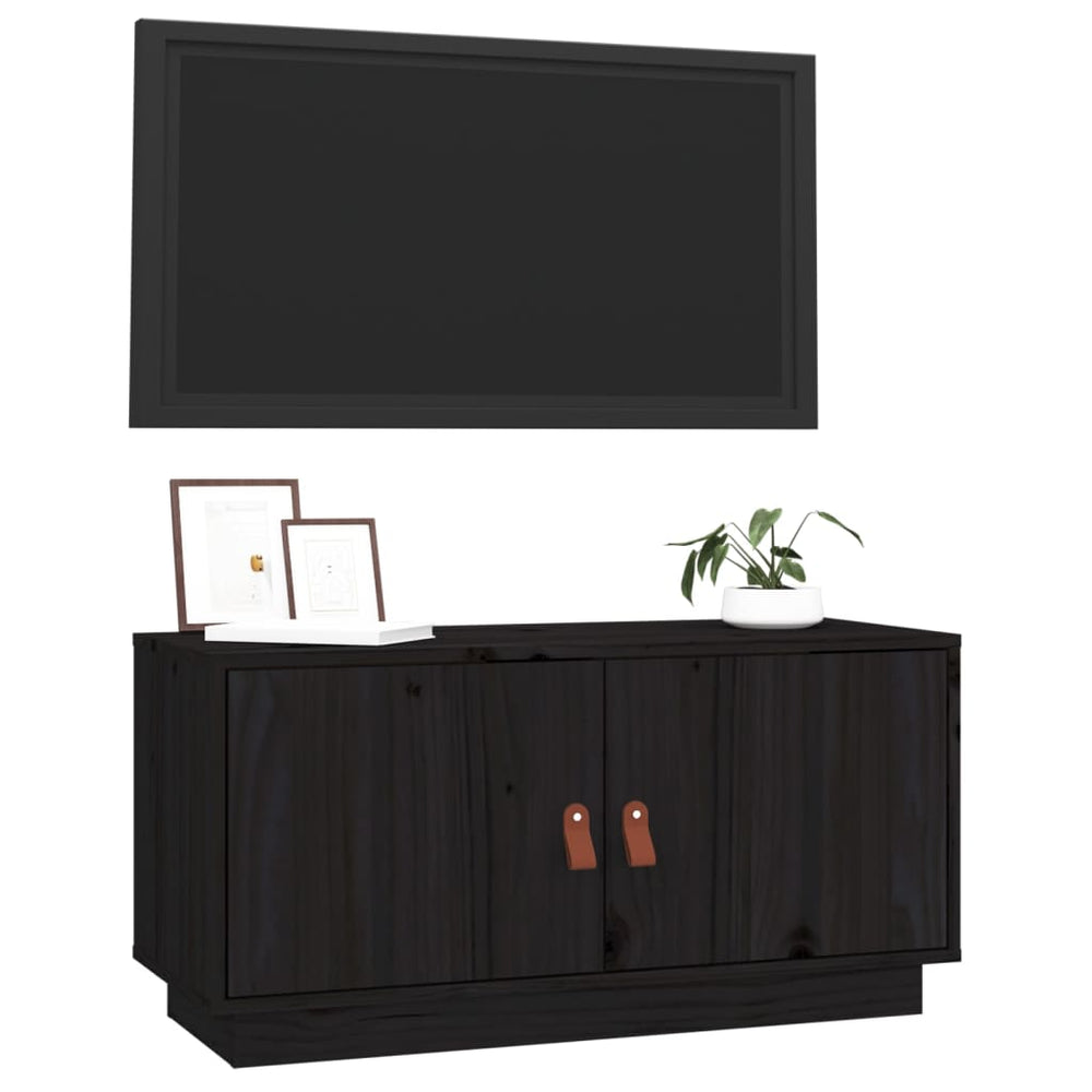 Tv-meubel 80x34x40 cm massief grenenhout zwart MeubelReus