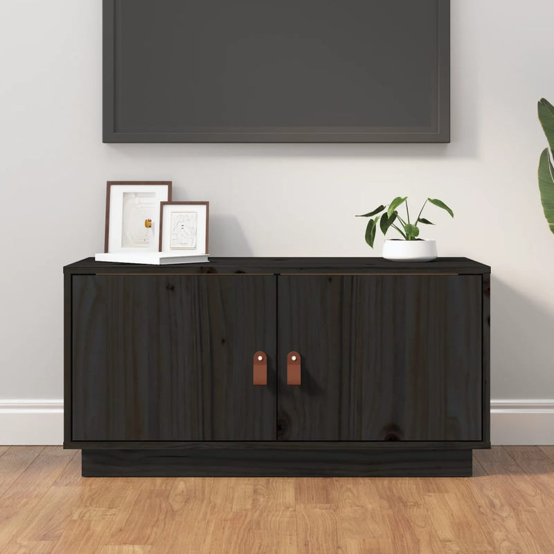 Tv-meubel 80x34x40 cm massief grenenhout zwart MeubelReus