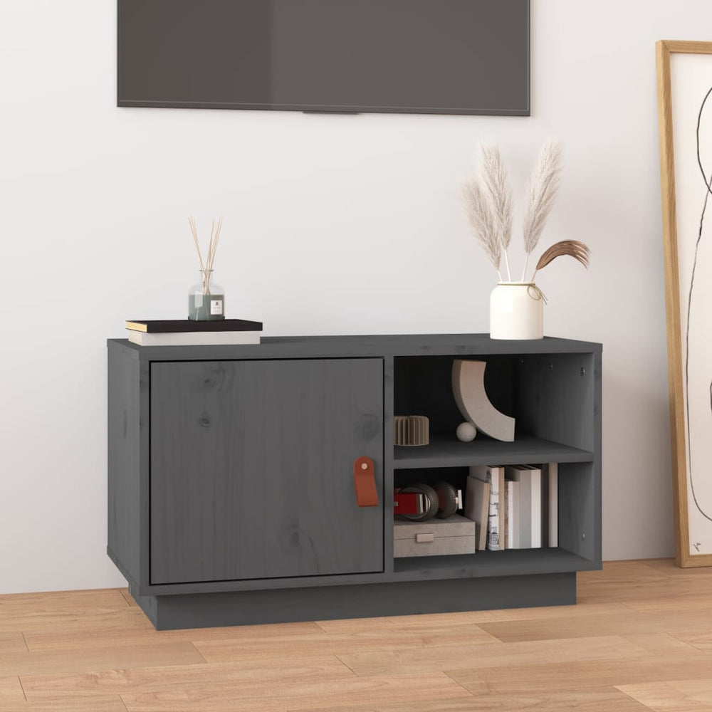Tv-meubel 70x34x40 cm massief grenenhout grijs MeubelReus
