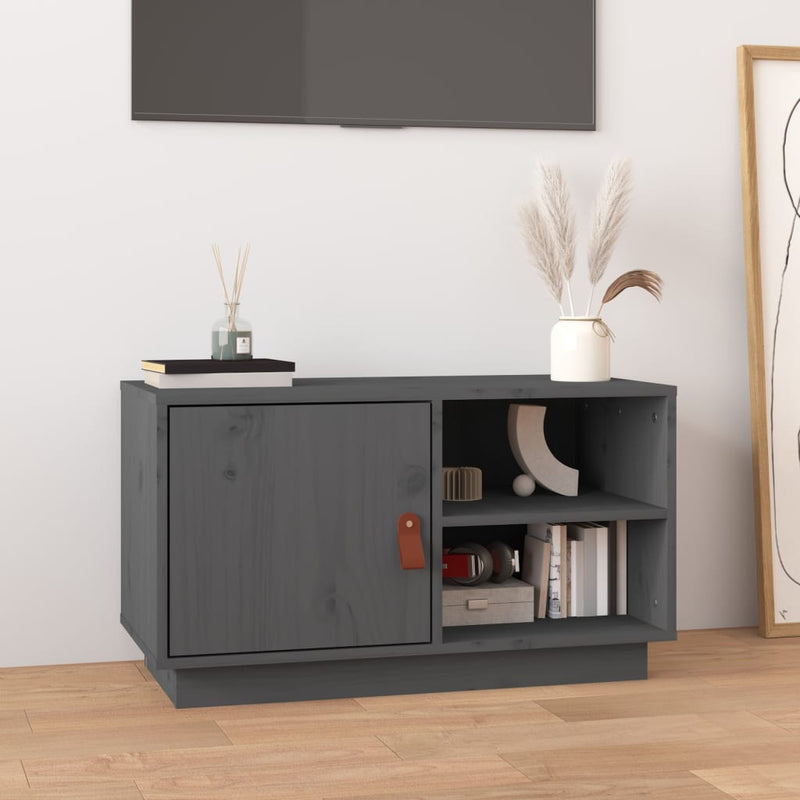 Tv-meubel 70x34x40 cm massief grenenhout grijs MeubelReus